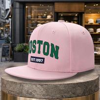 Boston Est  Flat Brim Baseball Cap Unisex Durable Street Style Adjustable Hat One Size white
