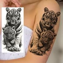 1 lapas Drąsos Tigro Laikinos Tatuiruotės Vyrams Suaugusiems Moterims Vandeniui Atsparus Netikras Tatuiruotės Lipdukas Vienkartinis Plaunamas Tatuiruotės Dekoracija China Mainland