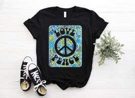 Hippie Love Peace Shirt, Vintage Retro Costume Hippy Soul Gift, Music Festival, Rainbow, Tie Dye, Tank Crop Top, Birthday Present, Travel, 160