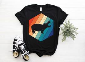 Hippopotamus Vintage Retro Hippo T-Shirt, Cute Hippos Costume Gift, Funny African Wildlife Animals Lover, Zoo Trip, Birthday Party Present, 160