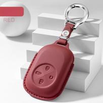 Premium Vintage Red Genuine Leather Key Cover Case For Chery Fengyun A9L () - High-End Protective Key Fob Shell Keychain