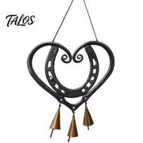 Talos Vintage Metal Heart Shape Wind Chimes Pendant, Retro Distressed Love Three Bells Chimes, Waterproof Rust-Proof Outdoor Garden Bell for Courtyard juoda