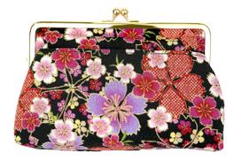 WaKOMONO Komono Kobo Uni Textile Made in Japan Futakoshi Chirimen Japanese Pattern Trapezoid Cosmetic Pouch Sakura Free Size (N0111-7) [Hikida -
