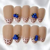 Reusable Press-On Nails French Tip Flame Ombre Design Short Almond Shape Women Men Teens AW1286