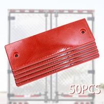 50 Pieces Reflective Warning Plate Safe Accessories Car Reflector Sticker for Road raudona