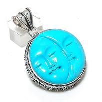 Natural Cameo Moonface Gemstone 925 Sterling Silver Jewelry Pendant 2.09  d9h85