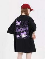 MINISO Sanrio Retro Kuromi Spausdinti Marškinėliai 2025 Nauji Trumpomis Rankovėmis Moterims Vyrams Porai Laisvi Universalūs Karšto Pardavimo Marškinėliai S