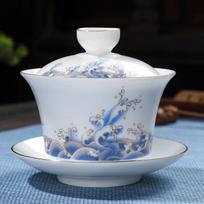 180ml White Porcelain Hand Painted Gold Tea Tureen Clay Gaiwan for Tea Bowl Shen Puer Soup With Lid Gai Wan Gaiwan and Cup Cups 180ml