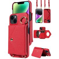 Multi-functional Crossbody Leather Protective Case for IPhone 17, Apple 16 Pro/15 Pro iPhone 17 raudona
