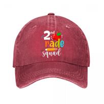 Grade Apple Pencil Colorful Letters School Design Washed Baseball Cap Outdoor For Womens Unisex FeUnisex One Size