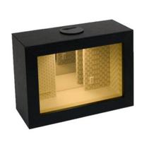 huaqianguhh Wooden LED Picture Frame Night Light, Mirror Illusion Infinite Tunnel Tabletop Lamp, Matte Black Dustproof Case, Dual-Use Desktop Ornament 1pc
