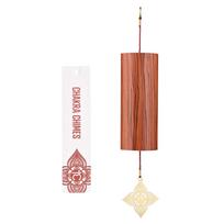 Chakra Bamboo Wind Chimes Bells for Meditation Yoga Sound Therapy Healing Indoor Outdoor Garden Decoration (Red,S) raudona
