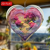 Heart Shape Iron Wind Chime Hand Forged Romantic Gift Valentine's Day Metal Wind Bell for Garden Patio rožinė