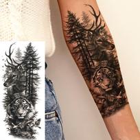 1 lapas Kūrybiški miško briedžio elnio paukščių laikini tatuiruotės vyrams moterims Vandeniui atsparūs ilgai išliekantys realistiški netikri tatuiruočių lipdukai China Mainland
