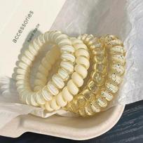 4pc Flexible Matte Transparent Telephone Cord Hair Ties Stretch Spiral Coil Hair Bands for Women and Girls Durable Elastic Hair Accessories One Size