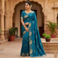 New Launch Party Wear Soft Space Silk Elephant Design Saree
