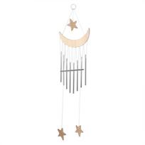 Wood + Metal Garden Hanging Wind Chimes White Star Decorative Wind Bell 24.8in Festival Gift Wind Chimes Window Decor Layout šviesiai pilka spalva