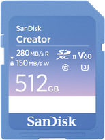 „SanDisk Creator SDXC 512GB“ 10 klasės UHS-II/U3 V60 atminties kortelė (SDSDXEP-512G-GNCIS)