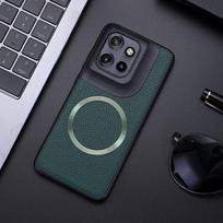 skirtas Magsafe Litchi PU odinis telefono dėklas Motolora Thinkphone25 Moto Edge 50 Neo 50 Pro Fusion X50 itin matinis minkštas buferio dangtelis Thinkphone25 2024 tamsiai žalia spalva