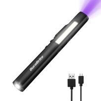 DuraBrite Nešiojamas LED COB 365nm UV USB Kompaktiškas ir Idealiai tinka Mineralams bei Fluorescentiniams Balikliams Juodas Žibintuvėlis, Žibintuvėlis, Pieštukinis Žibintuvėlis, Prožektorius, juoda