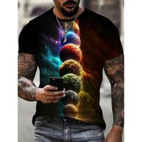3D Print Men's Galaxy Planet Cosmos Pattern T Shirt Summer Crew Neck Short Sleeve T-Shirt Clothes Tshirts S