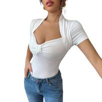 Ladies' Slim Fit Summer Short-Sleeve Solid T-Shirt L balta