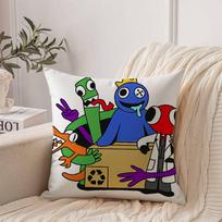 Cartoon Game R-Rainbow Friends Pillow Case Home Decor Throw For Sofa Bed Car Room Decor Gift Idea 12x12Inch