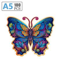 Colorful Elephant Rabbit Butterfly Wooden Puzzle 3D DIY Game Gift for Adults Kids Educational Toy Shape Board Set