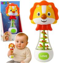 Lean Toys Žaisliukas barškutis liūtas su spalvotais kamuoliukais 17 cm