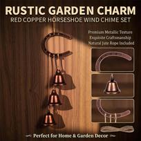 Vintage Lucky Horseshoe Wind Chime Rustic Iron Horse Decoration 3 Bells Chime For Outdoor Gardens And Home Hanging Decor Gifts