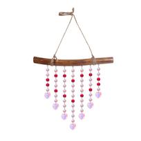 Chandelier Wind Chimes AB Coating Crystal Prisms Hanging Suncatcher Heart Pendant (Red,legth 50cm) raudona