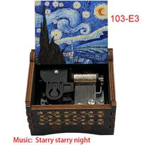 Vintage Van Gogh Starry Night Music Box Wooden Handmade Home Decorations Christmas Gifts Nature Summer Plants Friendship (as the picture,15S)