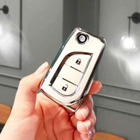 Tpu Auto Shell Flip Folding Car Key Case Cover For Toyota Prado Fortuner Rav4 Chr Hilux Corolla Avensis Holder Fob Keychain
