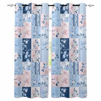 Floral Patchwork Farmhouse Vintage Blue Pink Blackout Curtains For Living Room Bedroom Window Treatment Blinds Kitchen Drapes W135 x H60cm white
