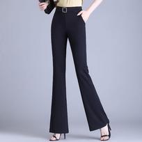 Office Lady Fashion Slim Flare Suit Pants Spring Autumn Korean Elastic High Waist Solid Women Clothing All-match Casual Trousers 3XL juoda