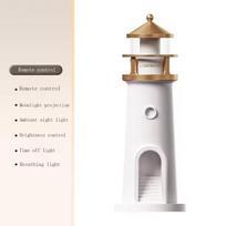 Moon Lamp Projection Lighthouse Lamps Night Light Remote Control Bluetooth Music Motion Sensor Ambient Lights Xmas Birthday Gift Remote Control balta