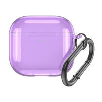 Transparent TPU Protective Case Cover for Apple AirPods 4 2025 with Carabiner Shockproof and Dirt Resistant