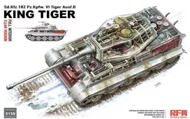 RFM 1/35 King Tiger (Tiger II) plastikinis tanko modelis su pilnu interjeru, skaidrus