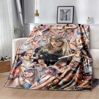 Taylor Swift Concert Purple Stage Portrait Print Soft Flannel Throw Blanket Lightweight Warm Sofa Couch Bed Home Decor Cover For Pop Music Fans 80cm x 120cm