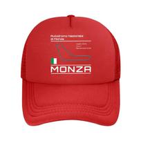 Lenktynių trasos tema Meninis Autodromo Nazionale di Monza su trasos kontūru ir Italijos vėliava Tinklelio beisbolo kepurė One Size red