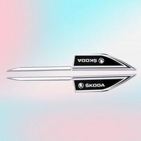 BATK3 2 vnt. Automobilio lipdukai Ženklelis Metalinis 3D Dekoratyvinis Ašmenų stiliaus Skoda VRS Octavia Kamiq Kodiaq Karoq RS Fabia Automobilio priedai juoda