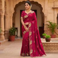New Launch Party Wear Soft Space Silk Elephant Design Saree
