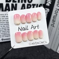 Handmade Gradient Press-On Nails Short Square False Nail Tips Women Minimalist Pure Desire Style Extra Small