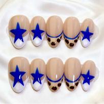 French Style Press-On Nails Medium Length Acrylic Nail Tips Women Men Teens Reusable Art Kit AX1222