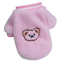 Pet Coat Bear Embroidery Coral Fleece Pet Dog Sweatshirt Two-legged Coat rožinė