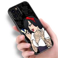 Apple Iphone16Pro Phone Case Tattoo Anime Princess Black Silicone Phone Case iPhone 11