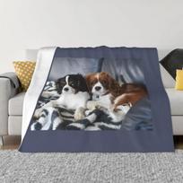 Cavalier King Charles Spaniel Throw Blanket Sleeping Bag Soft Plush Plaid wednesday Blankets# 75X95CM pilka spalva