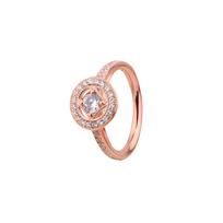 Pandora Rose Gold Vintage Round Charm Ring Women jewelry 181006CZ 48 beige