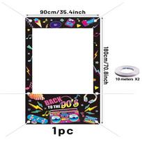 80s Music Festival Party Photo Frame Props Hip Disco Rock Recorder Shooting Background  Birthday Decorations Supplies Banner 180x90cm