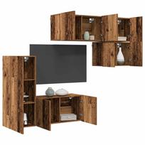 TV Wall Unit Wall Mounted 5 pcs Reclaimed Wood Effect Particleboard